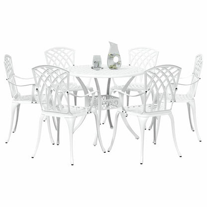 Set da Pranzo per Giardino 7 pcs Bianco Alluminio