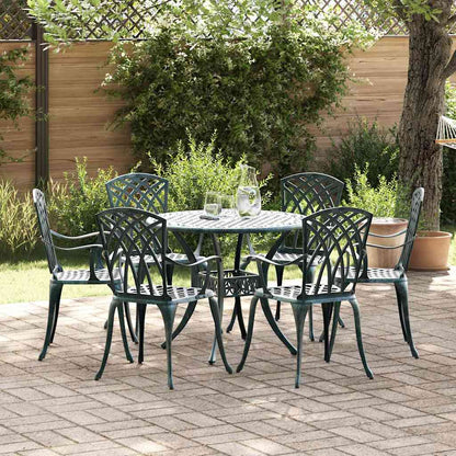 Set da Pranzo per Giardino 7 pcs Verde Alluminio