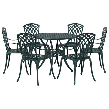 Set da Pranzo per Giardino 7 pcs Verde Alluminio