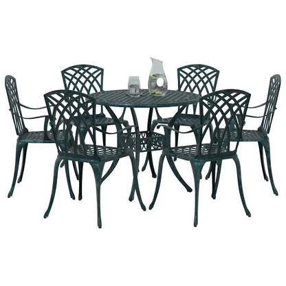 Set da Pranzo per Giardino 7 pcs Verde Alluminio