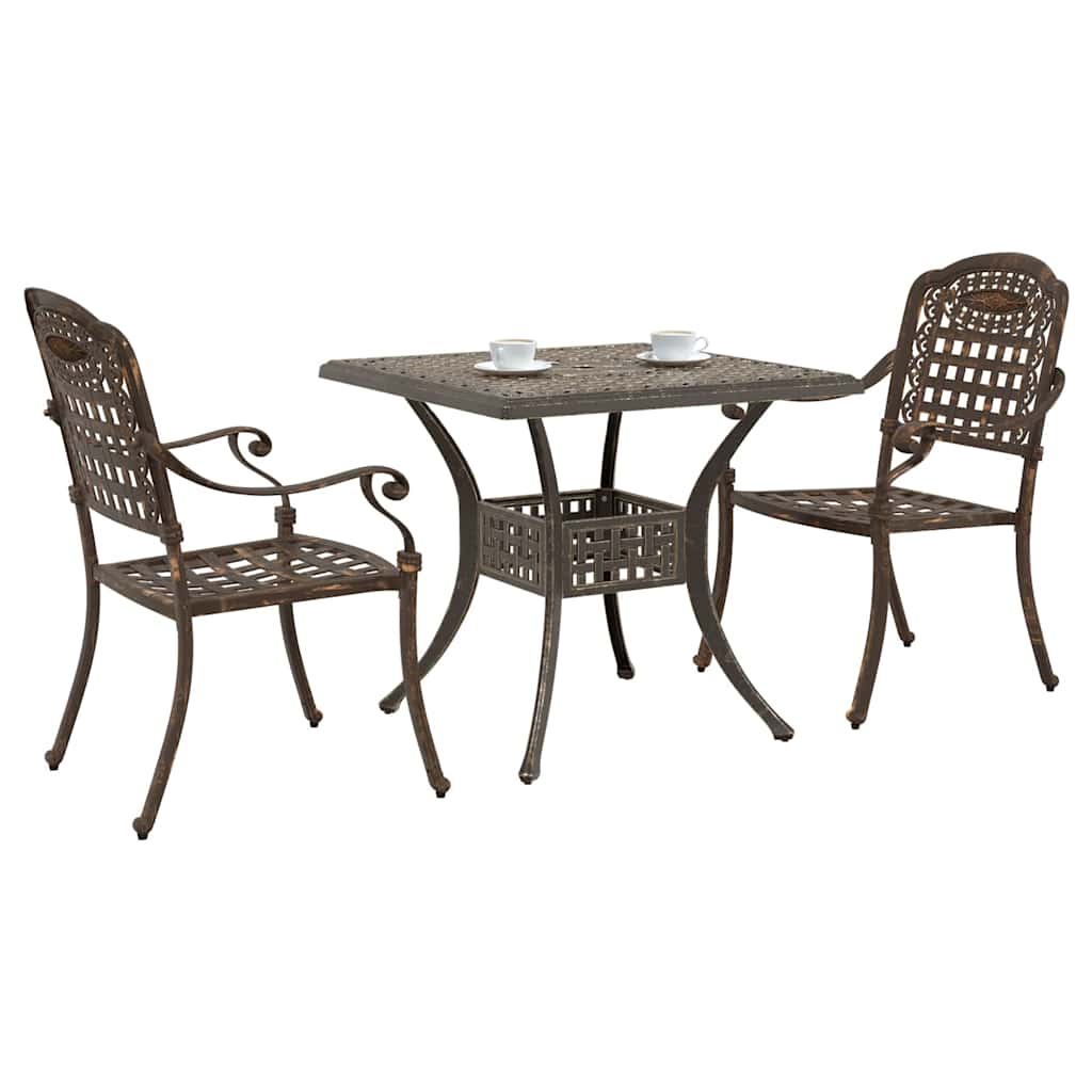 Set di Tavolo da Giardino 3 pcs Bronzo Alluminio pressofuso