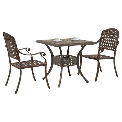 Set di Tavolo da Giardino 3 pcs Bronzo Alluminio pressofuso