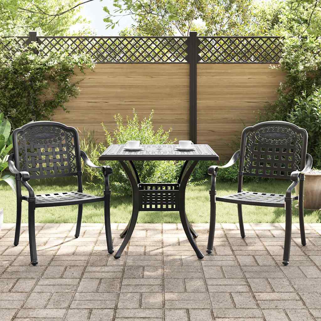 Set di Tavolo da Giardino 3 pcs Nero Alluminio pressofuso