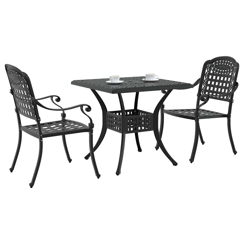 Set di Tavolo da Giardino 3 pcs Nero Alluminio pressofuso