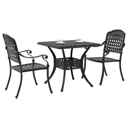 Set di Tavolo da Giardino 3 pcs Nero Alluminio pressofuso