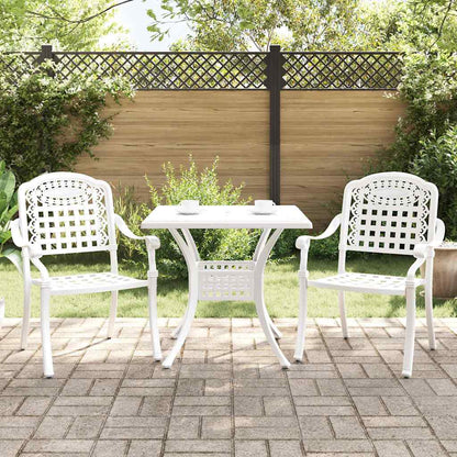 Set di Tavolo da Giardino 3 pcs Bianco Alluminio pressofuso