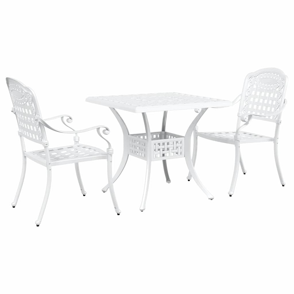Set di Tavolo da Giardino 3 pcs Bianco Alluminio pressofuso