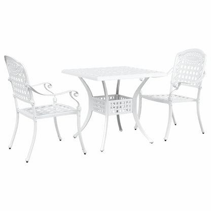 Set di Tavolo da Giardino 3 pcs Bianco Alluminio pressofuso