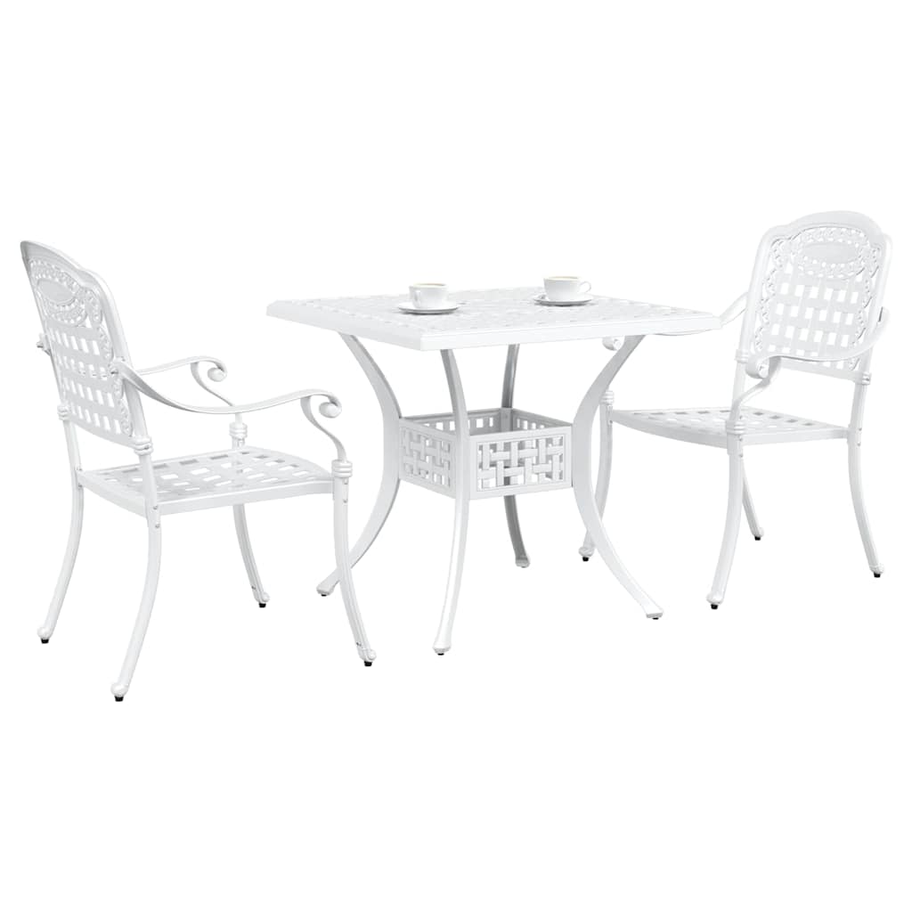 Set di Tavolo da Giardino 3 pcs Bianco Alluminio pressofuso