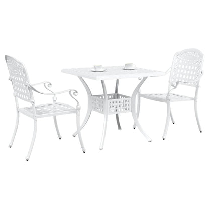 Set di Tavolo da Giardino 3 pcs Bianco Alluminio pressofuso