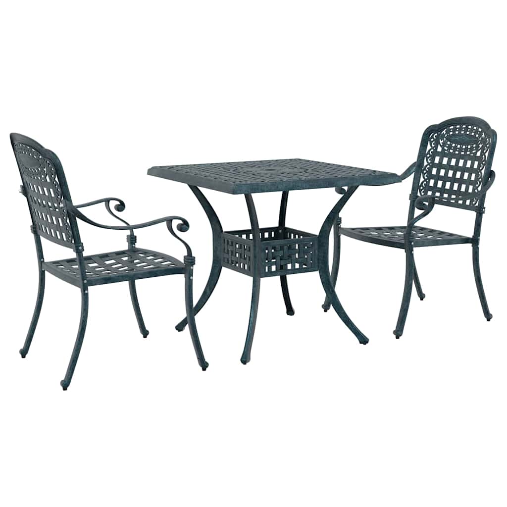 Set di Tavolo da Giardino 3 pcs Verde Alluminio pressofuso