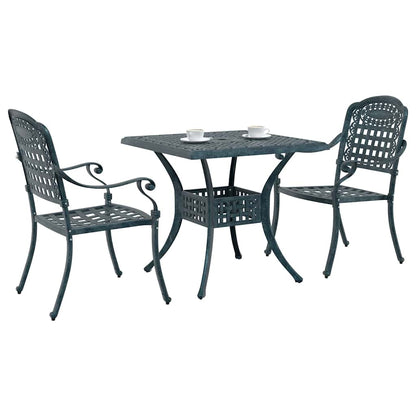 Set di Tavolo da Giardino 3 pcs Verde Alluminio pressofuso