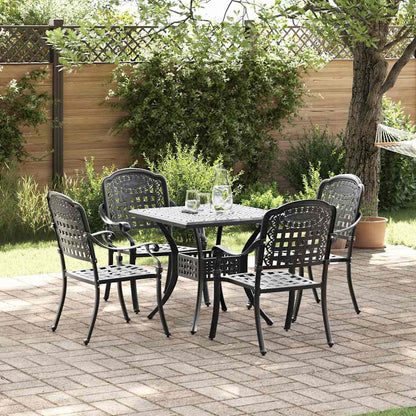 Set di Tavolo da Giardino 5 pcs Nero Alluminio pressofuso