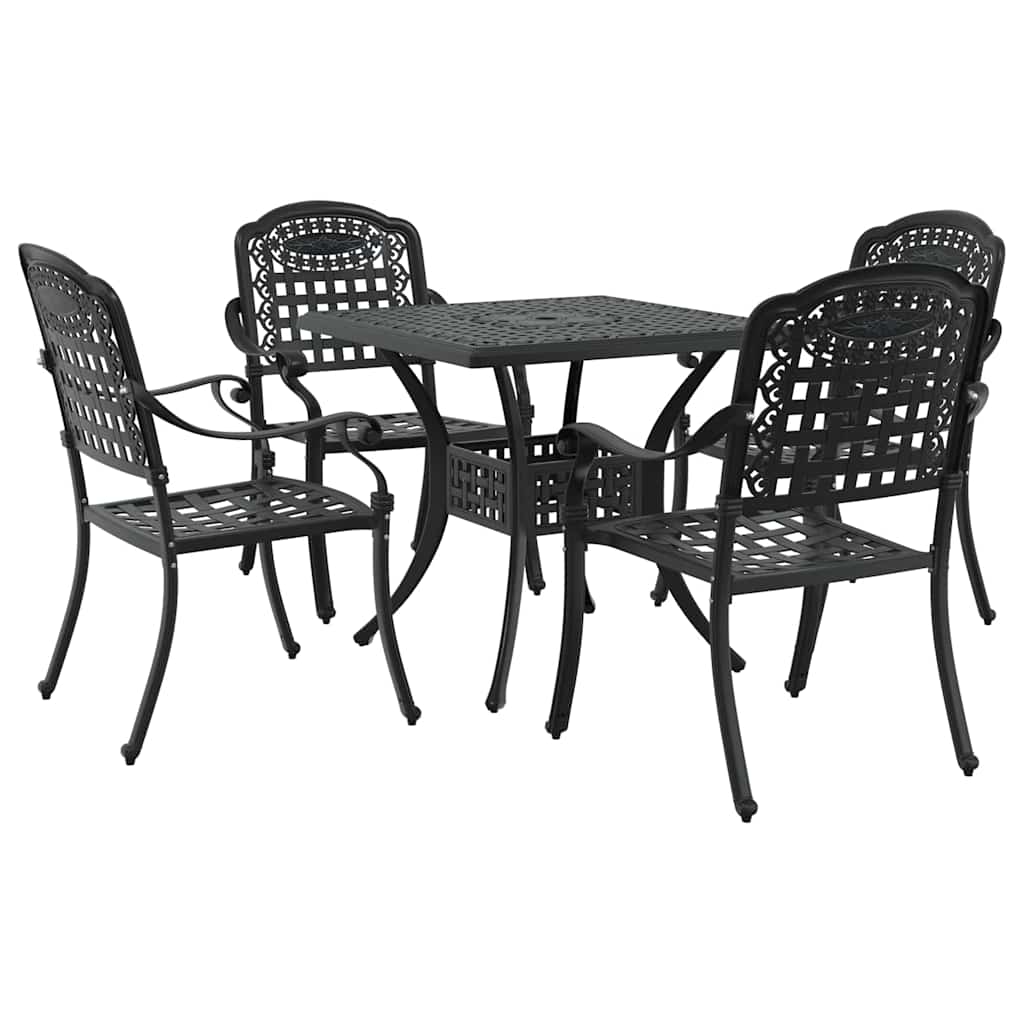 Set di Tavolo da Giardino 5 pcs Nero Alluminio pressofuso