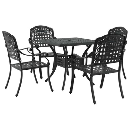 Set di Tavolo da Giardino 5 pcs Nero Alluminio pressofuso