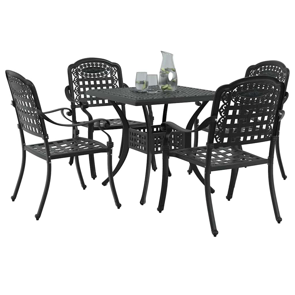 Set di Tavolo da Giardino 5 pcs Nero Alluminio pressofuso