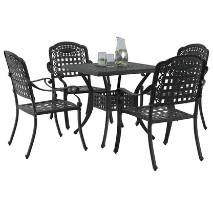 Set di Tavolo da Giardino 5 pcs Nero Alluminio pressofuso