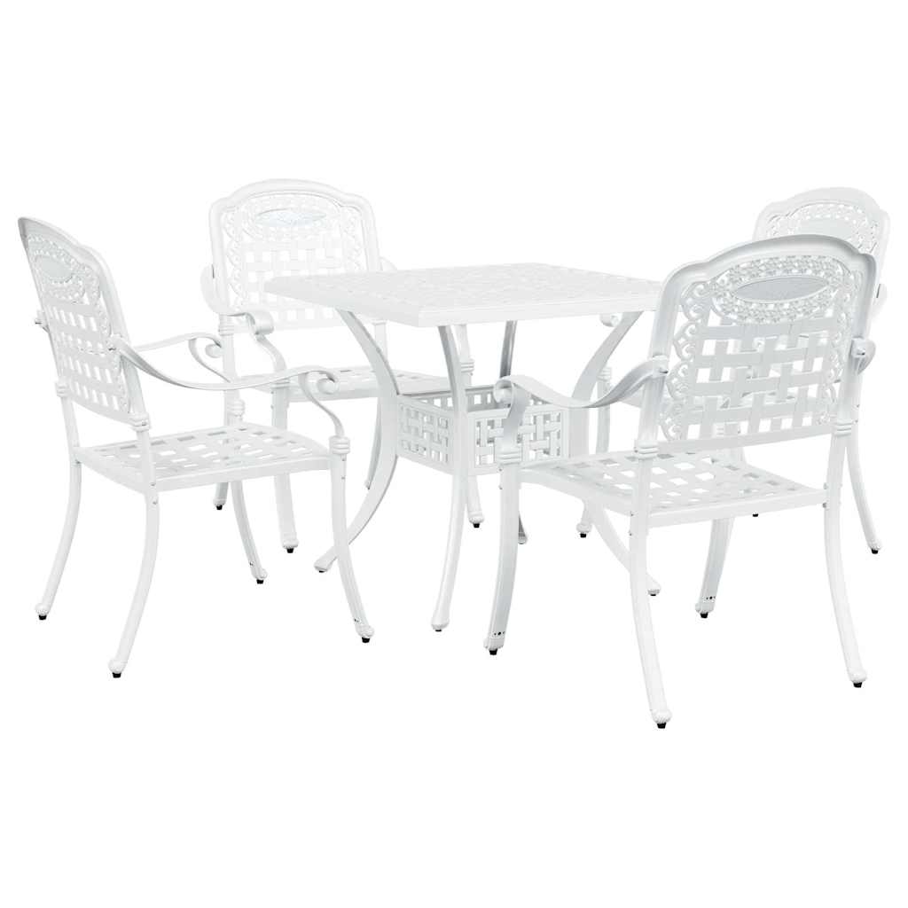 Set di Tavolo da Giardino 5 pcs Bianco Alluminio pressofuso