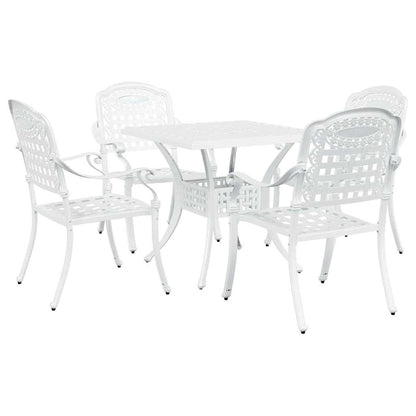Set di Tavolo da Giardino 5 pcs Bianco Alluminio pressofuso