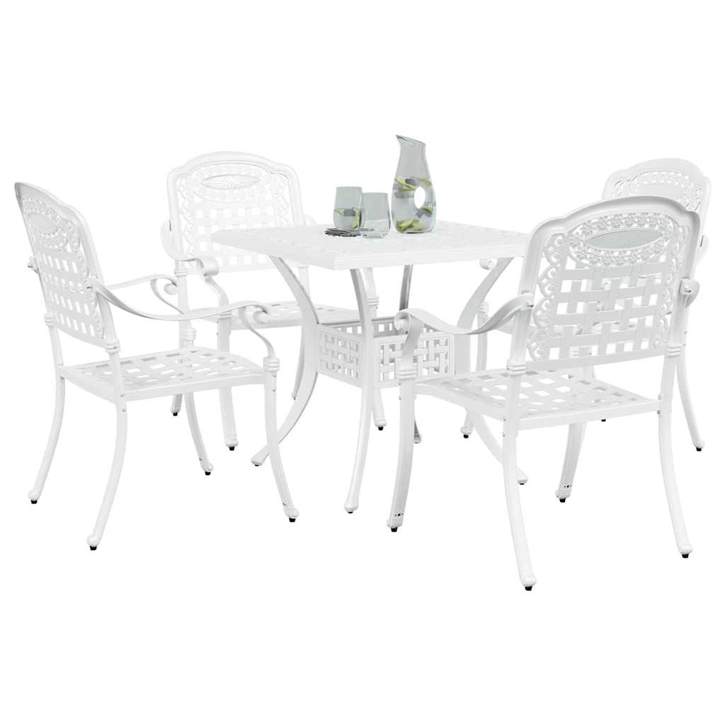 Set di Tavolo da Giardino 5 pcs Bianco Alluminio pressofuso