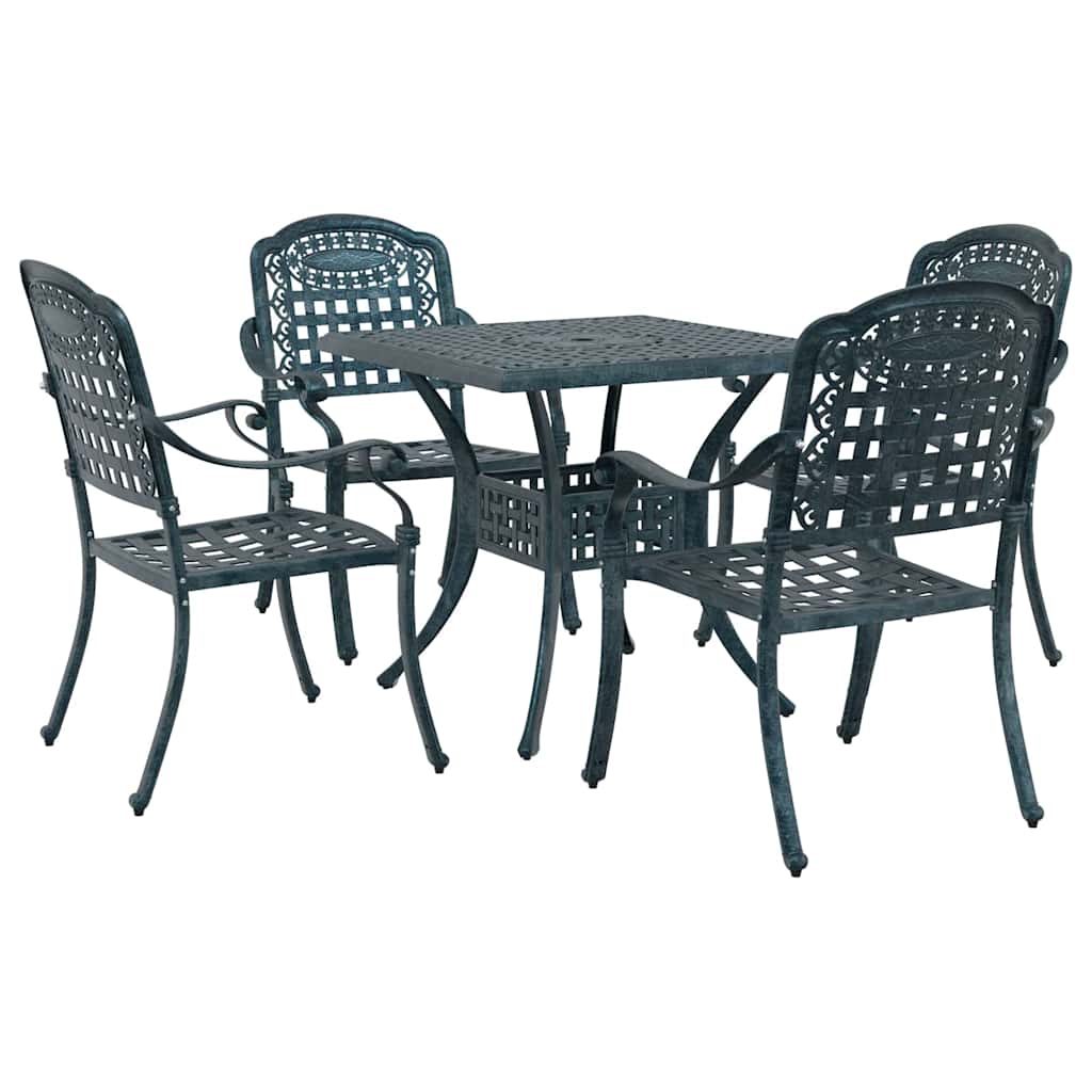 Set di Tavolo da Giardino 5 pcs Verde Alluminio pressofuso
