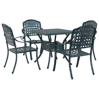 Set di Tavolo da Giardino 5 pcs Verde Alluminio pressofuso