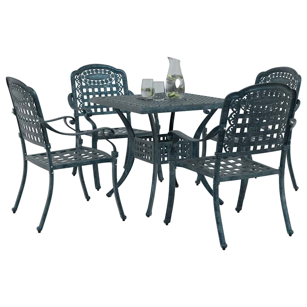Set di Tavolo da Giardino 5 pcs Verde Alluminio pressofuso