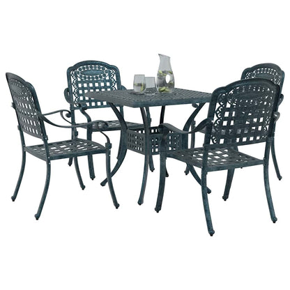 Set di Tavolo da Giardino 5 pcs Verde Alluminio pressofuso