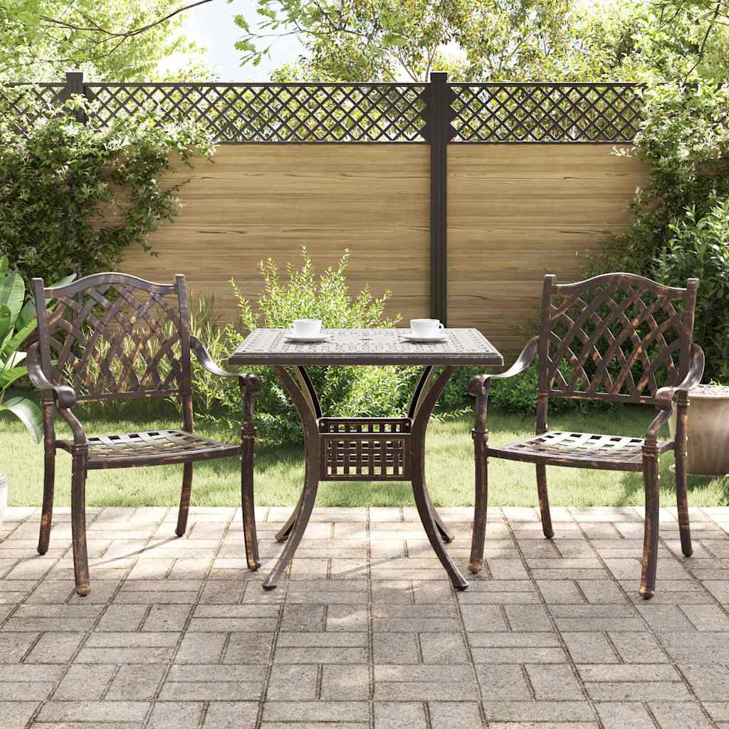Set di Tavolo da Giardino 3 pcs Bronzo Alluminio pressofuso