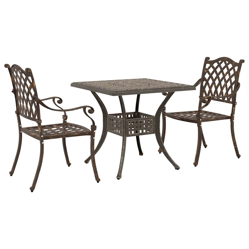 Set di Tavolo da Giardino 3 pcs Bronzo Alluminio pressofuso