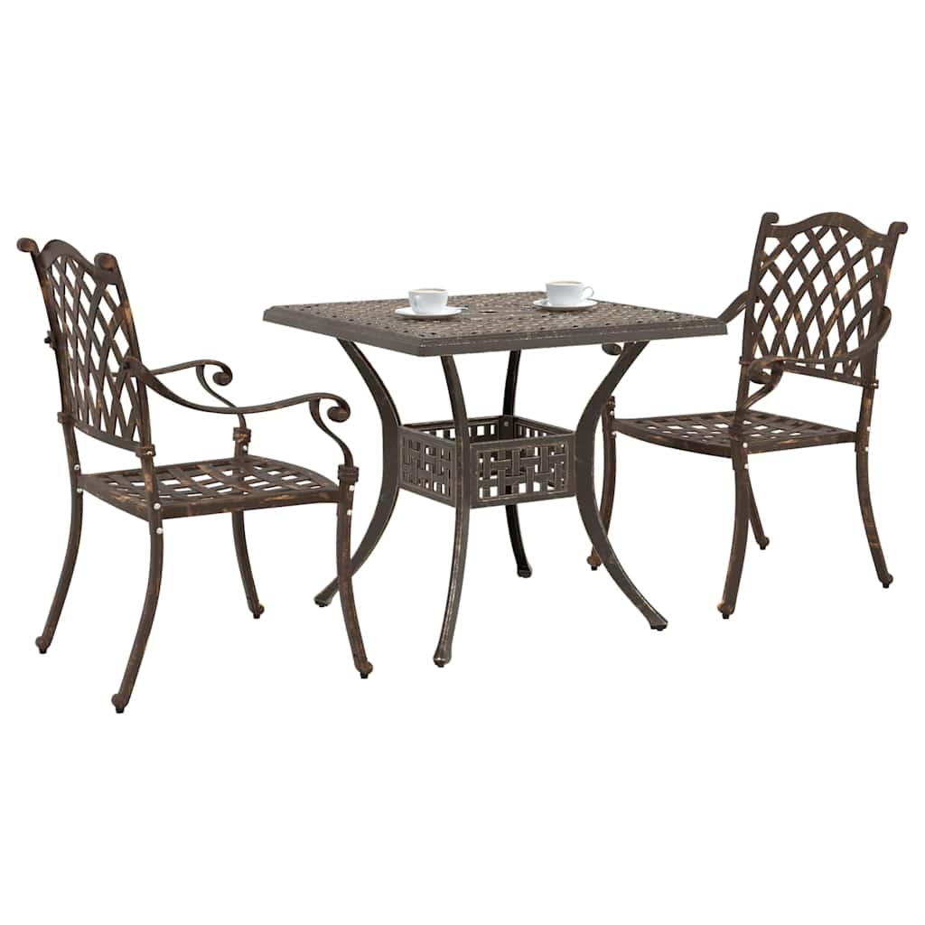 Set di Tavolo da Giardino 3 pcs Bronzo Alluminio pressofuso
