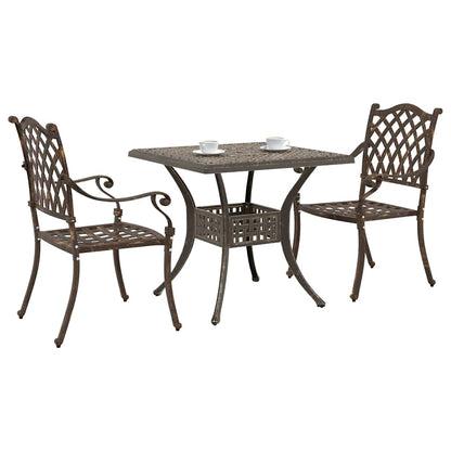 Set di Tavolo da Giardino 3 pcs Bronzo Alluminio pressofuso