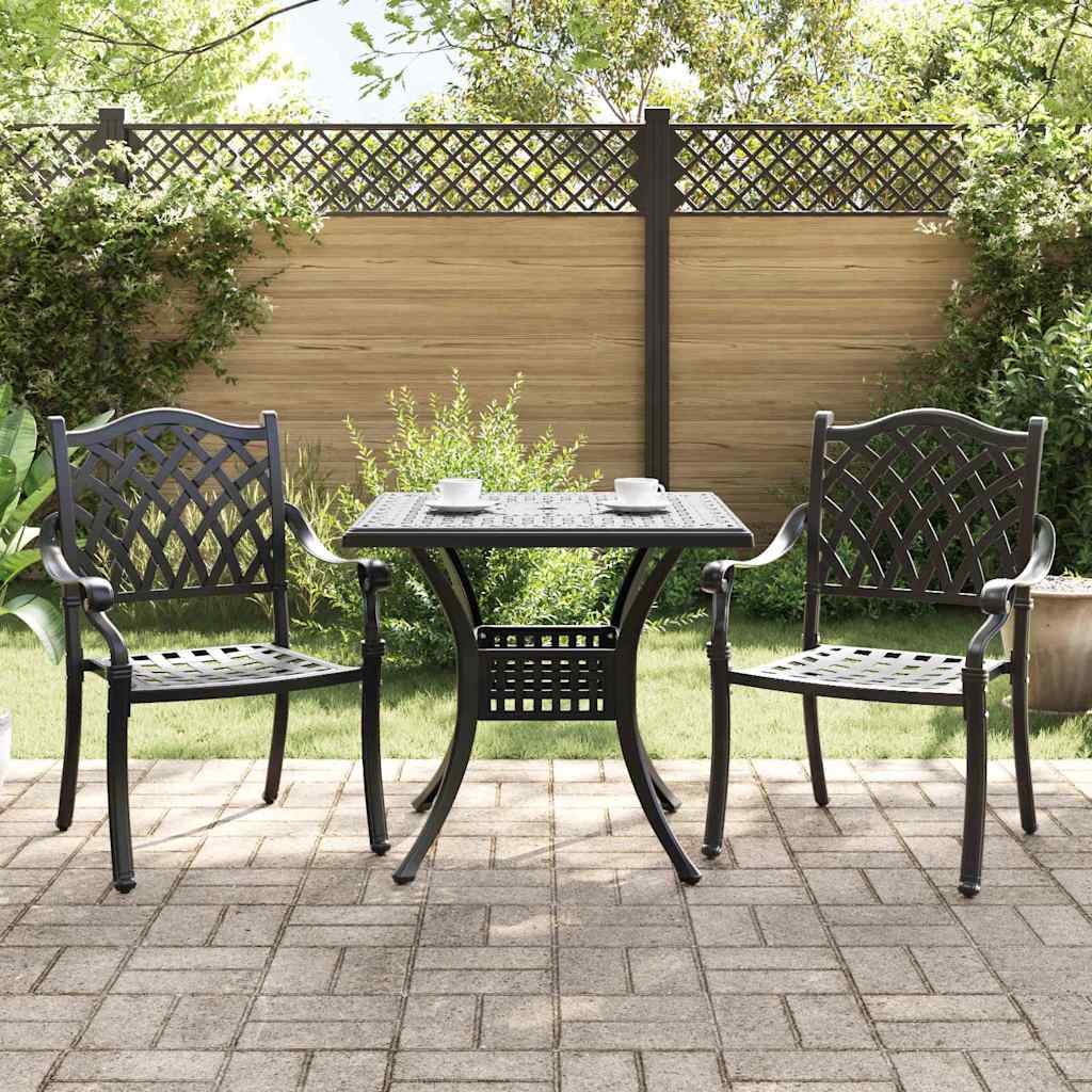 Set di Tavolo da Giardino 3 pcs Nero Alluminio pressofuso