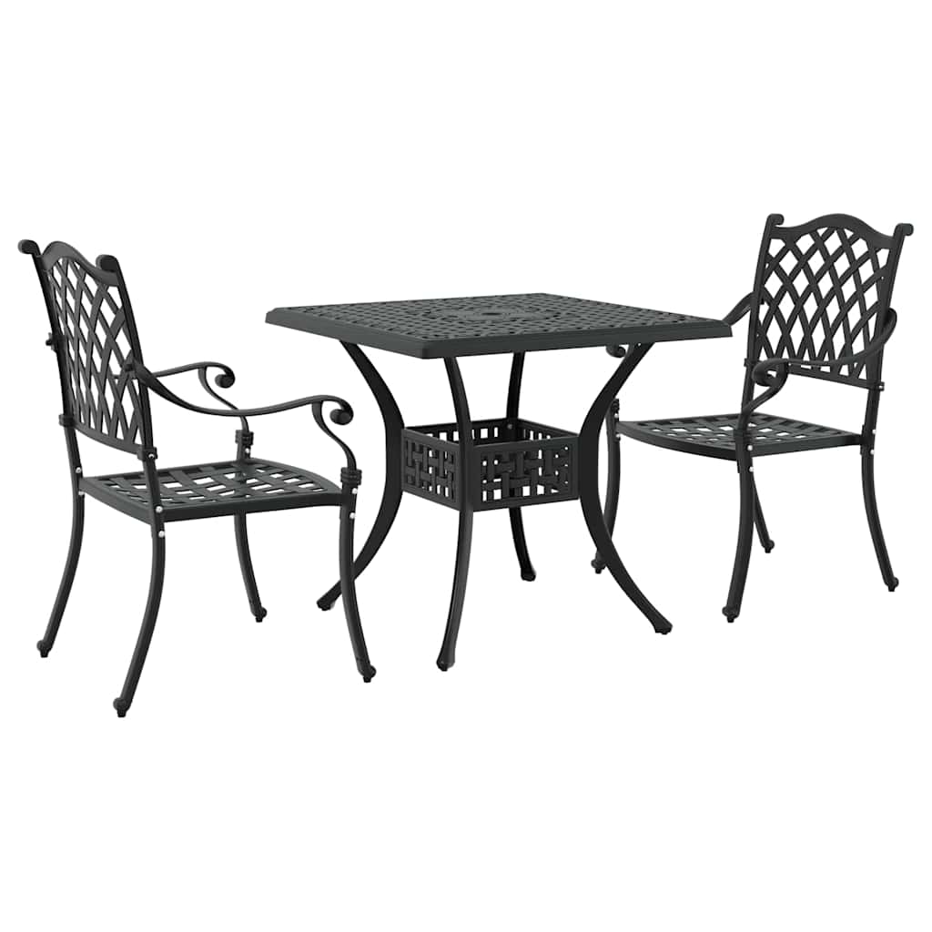 Set di Tavolo da Giardino 3 pcs Nero Alluminio pressofuso