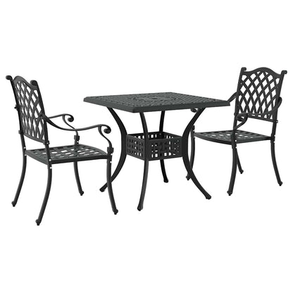 Set di Tavolo da Giardino 3 pcs Nero Alluminio pressofuso