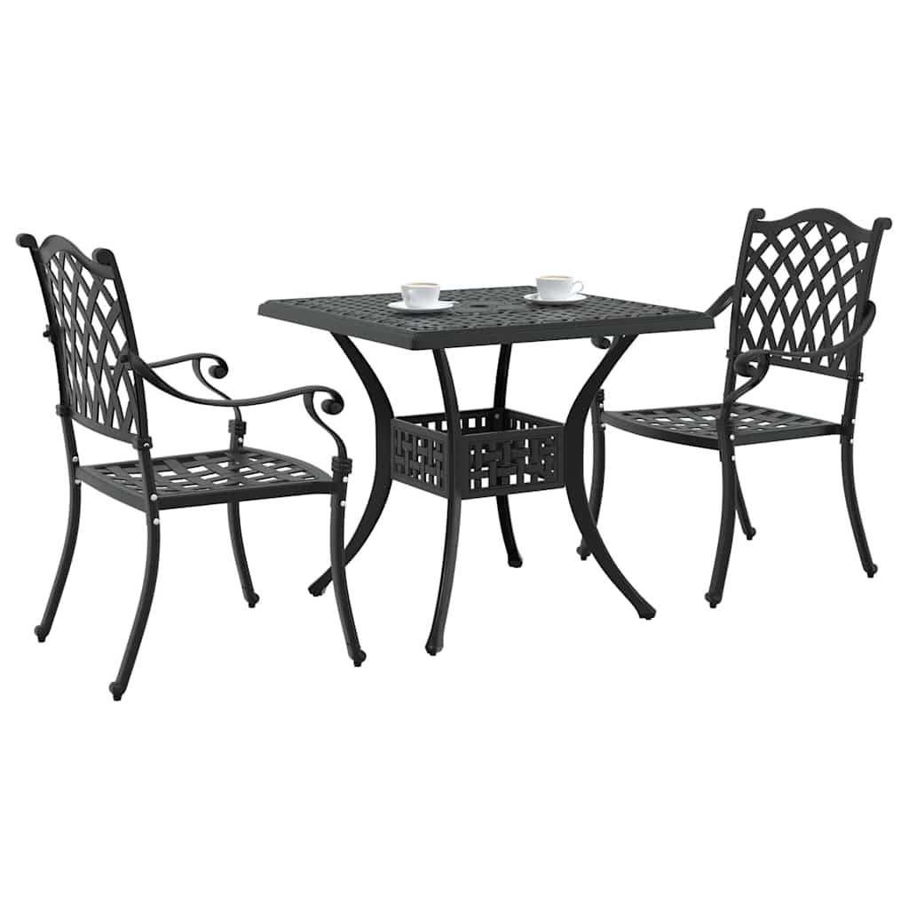 Set di Tavolo da Giardino 3 pcs Nero Alluminio pressofuso
