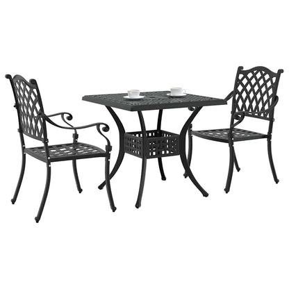 Set di Tavolo da Giardino 3 pcs Nero Alluminio pressofuso