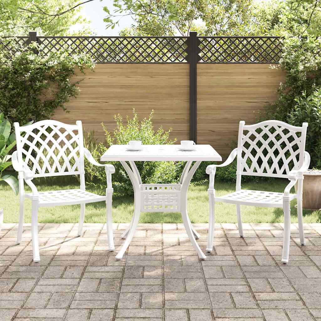 Set di Tavolo da Giardino 3 pcs Bianco Alluminio pressofuso
