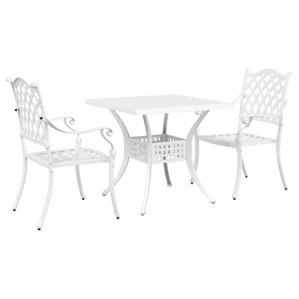 Set di Tavolo da Giardino 3 pcs Bianco Alluminio pressofuso