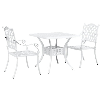 Set di Tavolo da Giardino 3 pcs Bianco Alluminio pressofuso