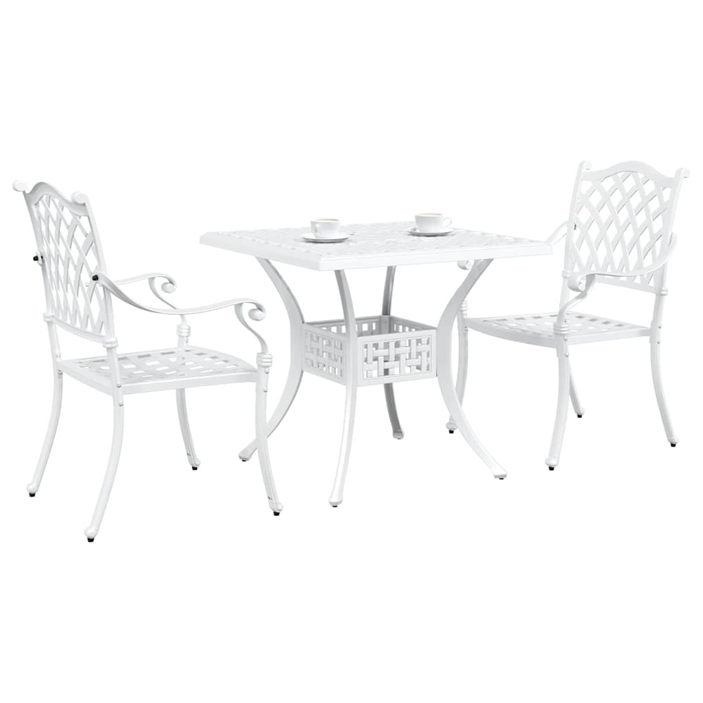 Set di Tavolo da Giardino 3 pcs Bianco Alluminio pressofuso