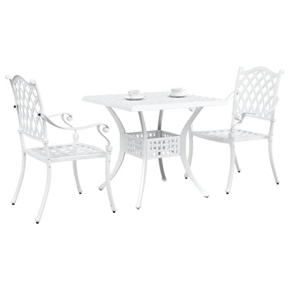 Set di Tavolo da Giardino 3 pcs Bianco Alluminio pressofuso