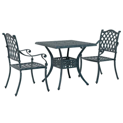 Set di Tavolo da Giardino 3 pcs Verde Alluminio pressofuso