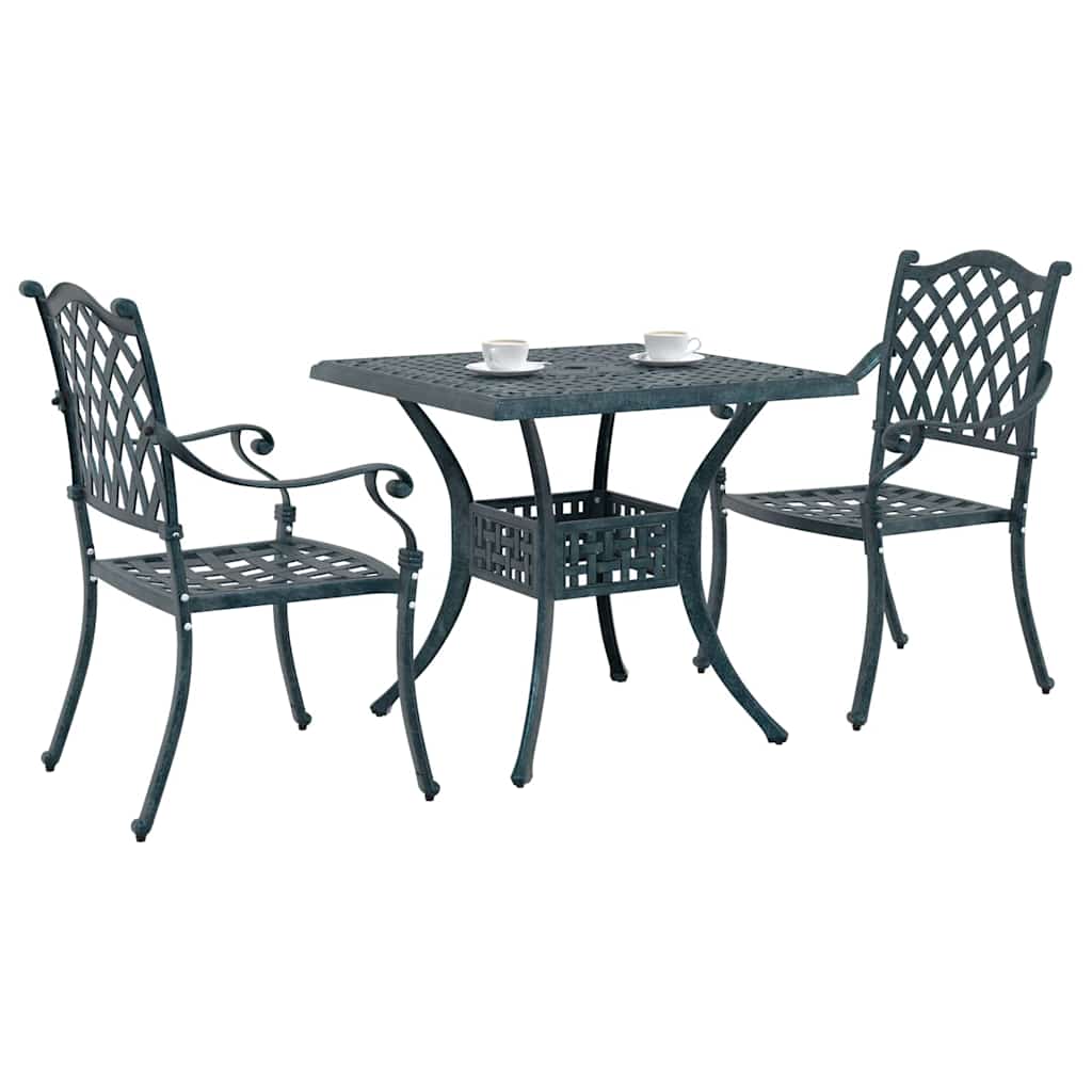 Set di Tavolo da Giardino 3 pcs Verde Alluminio pressofuso
