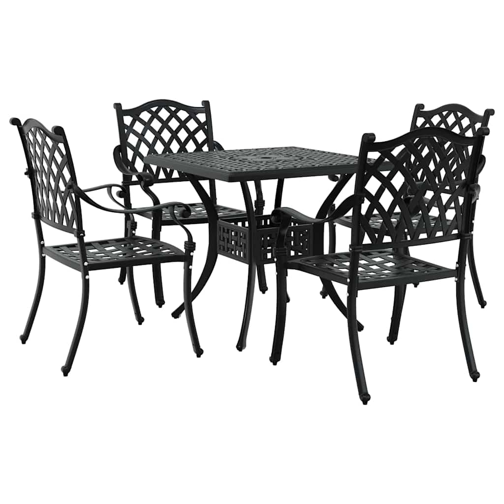 Set di Tavolo da Giardino 5 pcs Nero Alluminio pressofuso