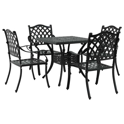 Set di Tavolo da Giardino 5 pcs Nero Alluminio pressofuso