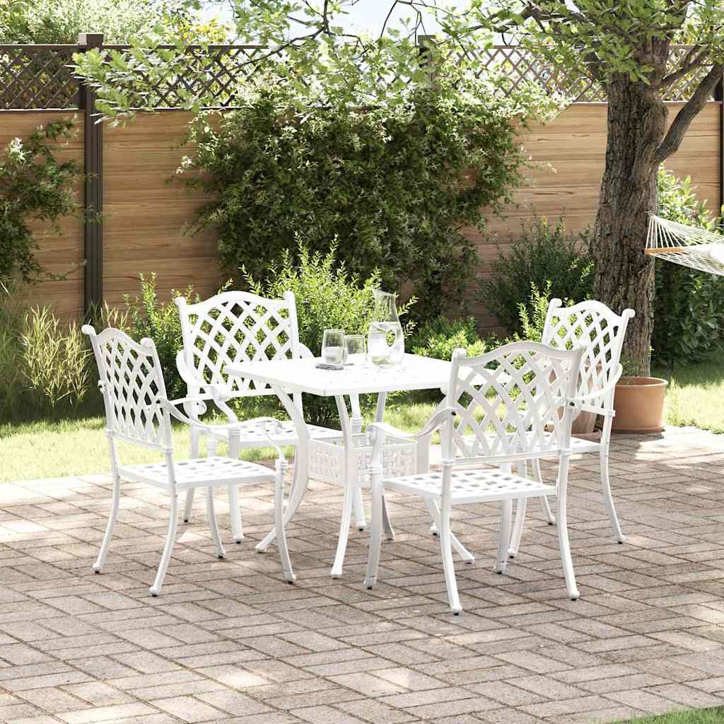 Set di Tavolo da Giardino 5 pcs Bianco Alluminio pressofuso