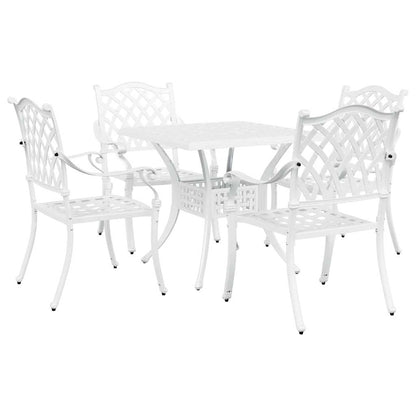 Set di Tavolo da Giardino 5 pcs Bianco Alluminio pressofuso