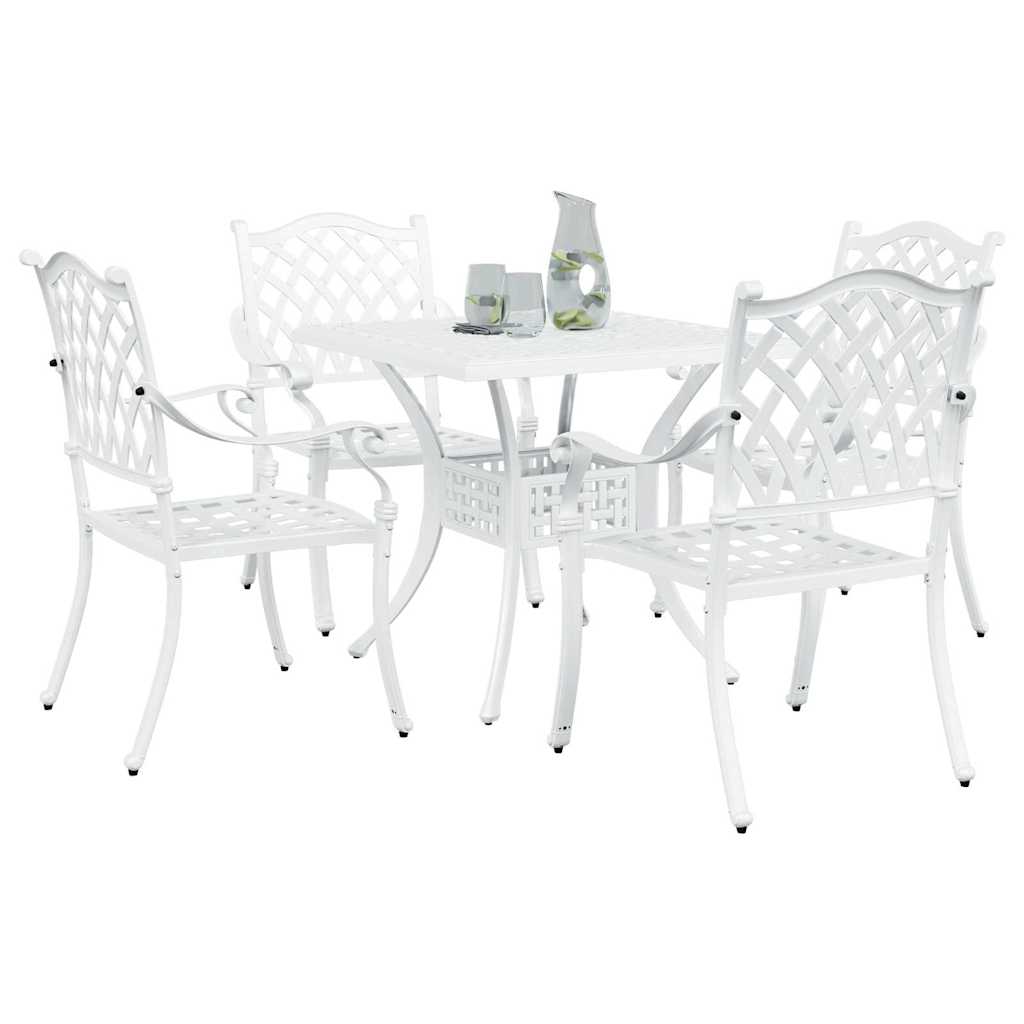 Set di Tavolo da Giardino 5 pcs Bianco Alluminio pressofuso