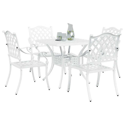 Set di Tavolo da Giardino 5 pcs Bianco Alluminio pressofuso